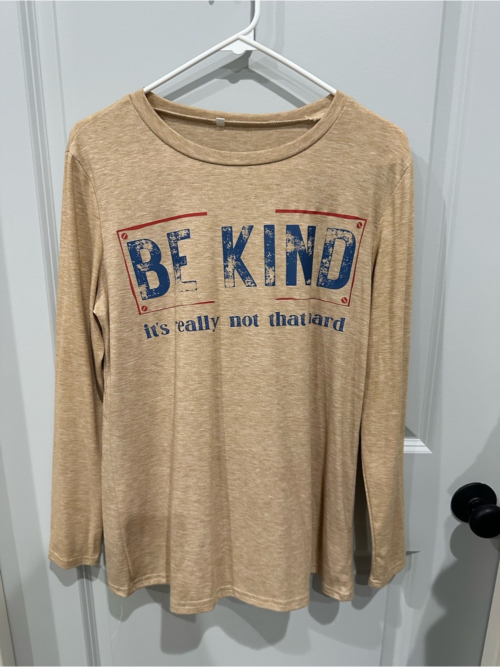 Be Kind Long-Sleeve Graphic Tee - Beige